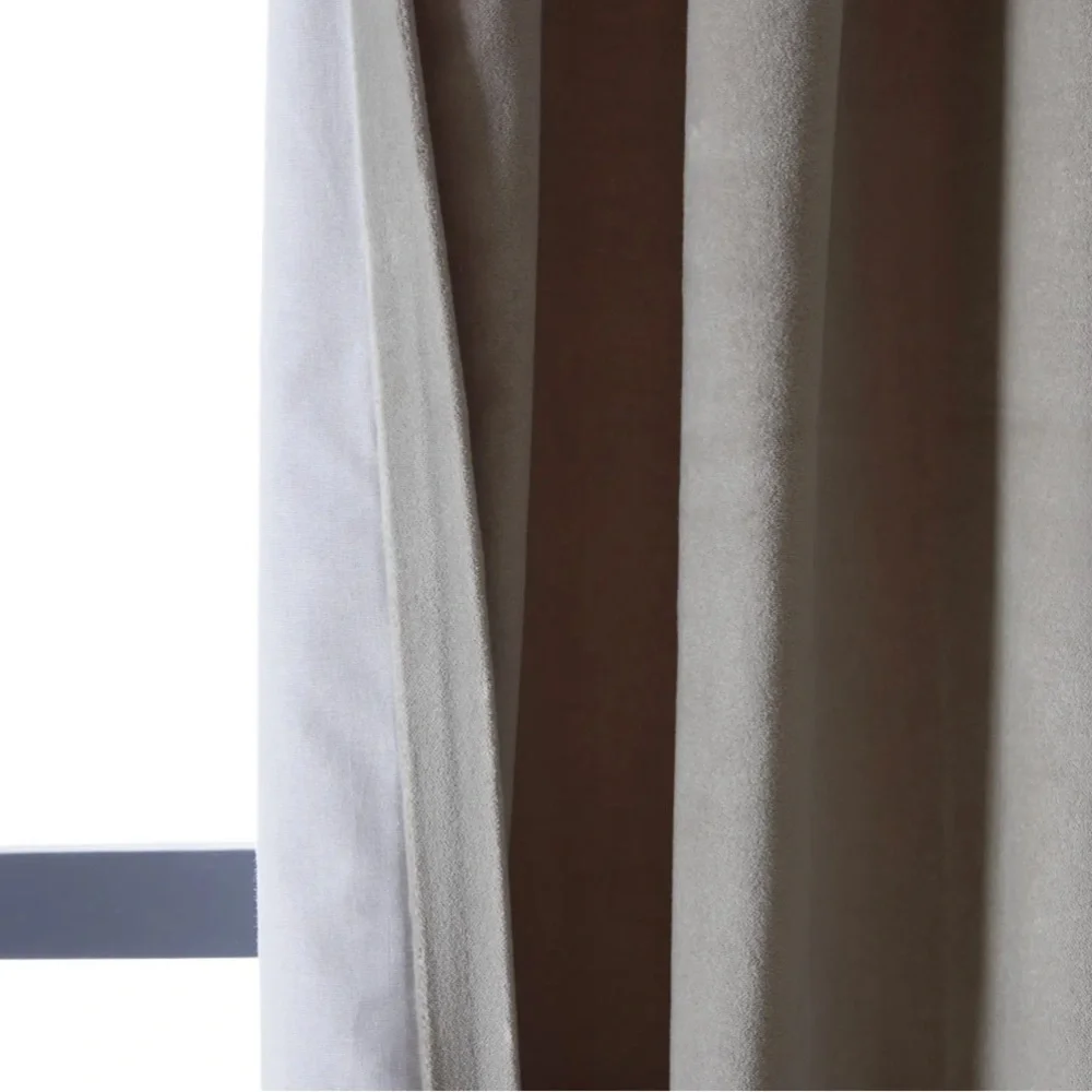 QUINCE 48x96 Cotton Velvet Curtain Light Grey 2497